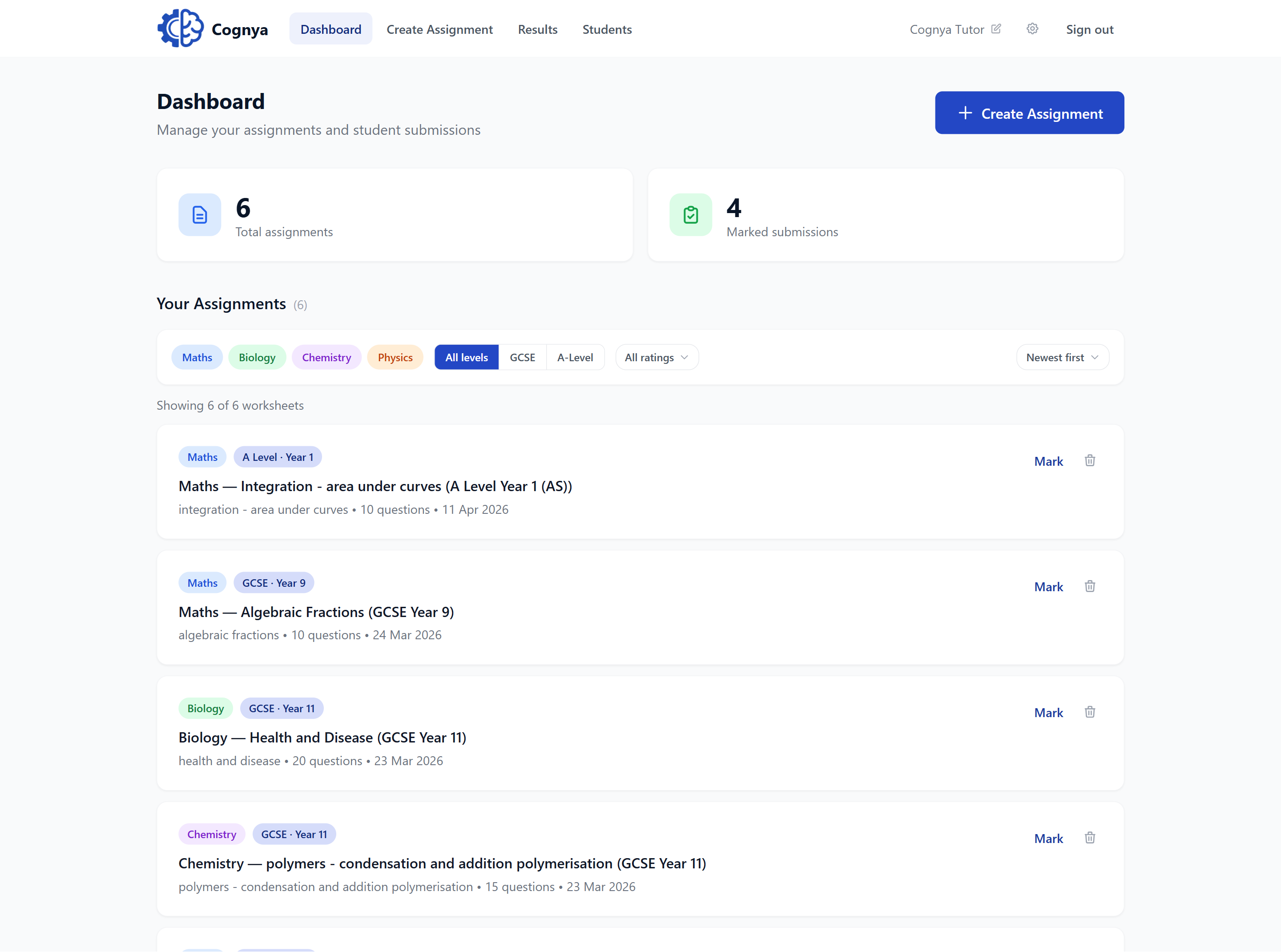 Dashboard screenshot